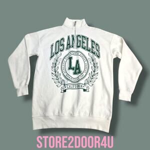 No Boundaries Quarter Zip Sweatshirt XXSmall (00) LOS ANGELES White Green